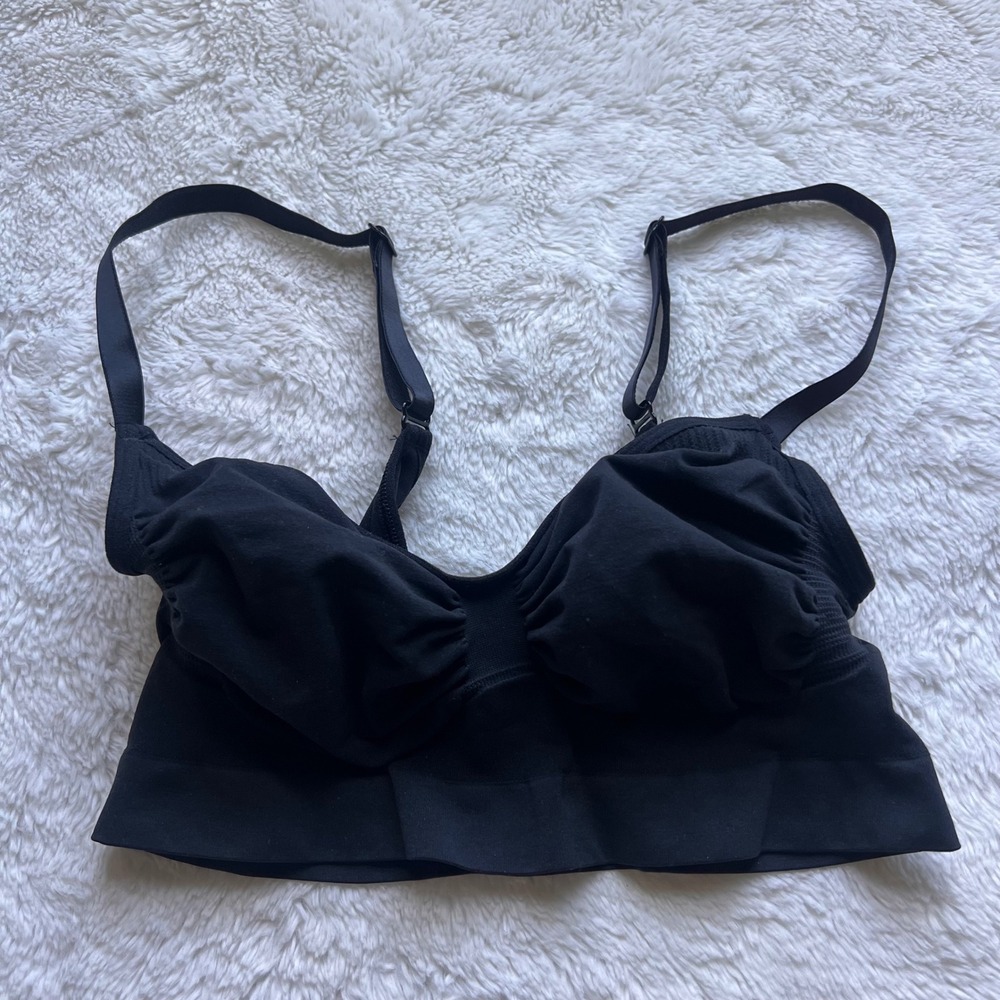 SKIMS Fits Everybody Unlined Plunge Bralette Onyx Black 2XL/3XL SN-BRA-0112 Soft